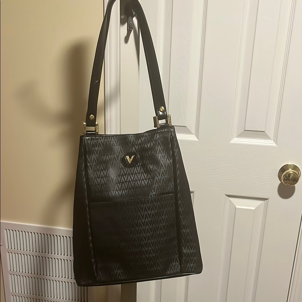 Mario Valentino Black Patterned Tote Bag